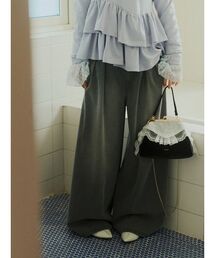 タックワイドデニムパンツ