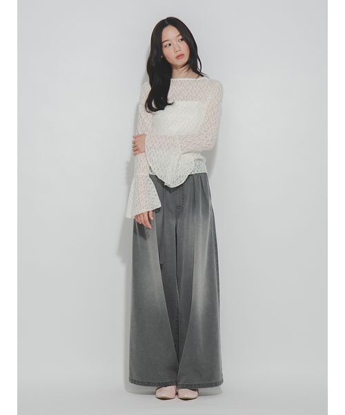 FURFUR(ファーファー)の「タックワイドデニムパンツ(デニムパンツ・レディース・ライトグレー/インディゴブルー/ライトピンク/サックスブルー・1/0)」の14枚目の写真