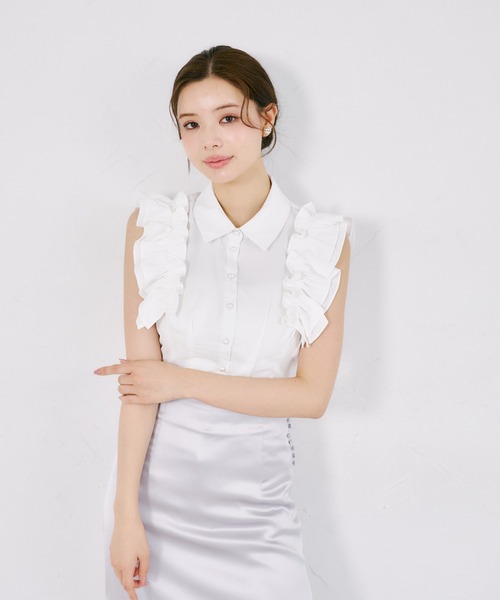 tocco closet(トッコ クローゼット)の「リボン付きウエストタックチュニック(シャツ/ブラウス・レディース・オフホワイト/ドット・M)」の7枚目の写真