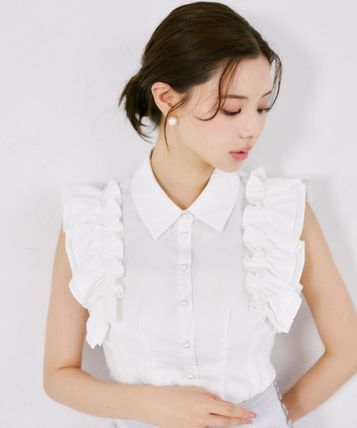 tocco closet(トッコ クローゼット)の「リボン付きウエストタックチュニック(シャツ/ブラウス・レディース・オフホワイト/ドット・M)」の8枚目の写真