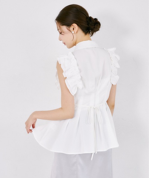 tocco closet(トッコ クローゼット)の「リボン付きウエストタックチュニック(シャツ/ブラウス・レディース・オフホワイト/ドット・M)」の9枚目の写真