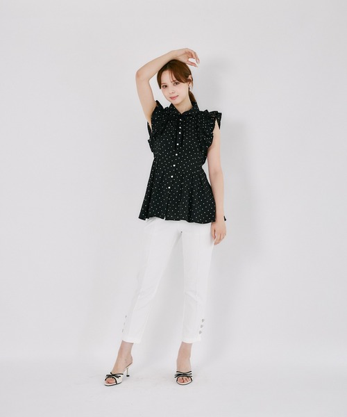 tocco closet(トッコ クローゼット)の「リボン付きウエストタックチュニック(シャツ/ブラウス・レディース・オフホワイト/ドット・M)」の11枚目の写真