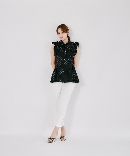 tocco closet(トッコ クローゼット)の「リボン付きウエストタックチュニック(シャツ/ブラウス・レディース・オフホワイト/ドット・M)」の12枚目の写真