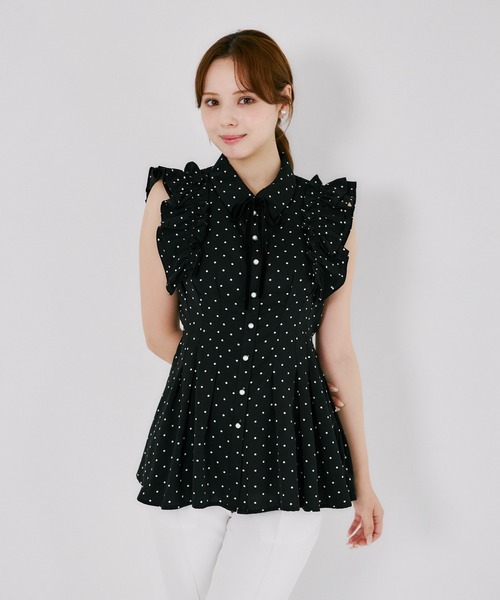 tocco closet(トッコ クローゼット)の「リボン付きウエストタックチュニック(シャツ/ブラウス・レディース・オフホワイト/ドット・M)」の15枚目の写真