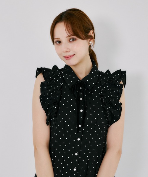 tocco closet(トッコ クローゼット)の「リボン付きウエストタックチュニック(シャツ/ブラウス・レディース・オフホワイト/ドット・M)」の16枚目の写真