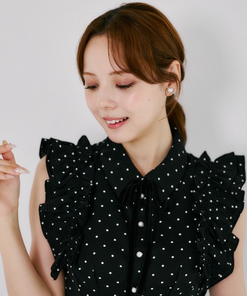 tocco closet(トッコ クローゼット)の「リボン付きウエストタックチュニック(シャツ/ブラウス・レディース・オフホワイト/ドット・M)」の17枚目の写真