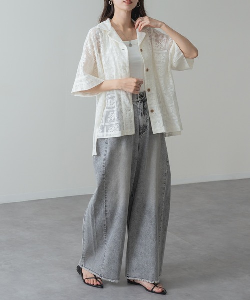 refinedworks(リファインドワークス)の「【refinedworks】旬の シアー 格子 レース 半袖 シャツ(シャツ/ブラウス・レディース・ブラック/アイボリー・FREE)」の13枚目の写真