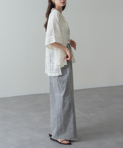 refinedworks(リファインドワークス)の「【refinedworks】旬の シアー 格子 レース 半袖 シャツ(シャツ/ブラウス・レディース・ブラック/アイボリー・FREE)」の14枚目の写真