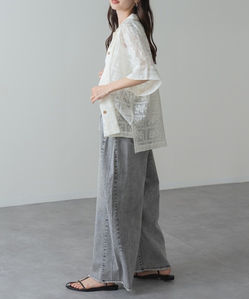 refinedworks(リファインドワークス)の「【refinedworks】旬の シアー 格子 レース 半袖 シャツ(シャツ/ブラウス・レディース・ブラック/アイボリー・FREE)」の16枚目の写真