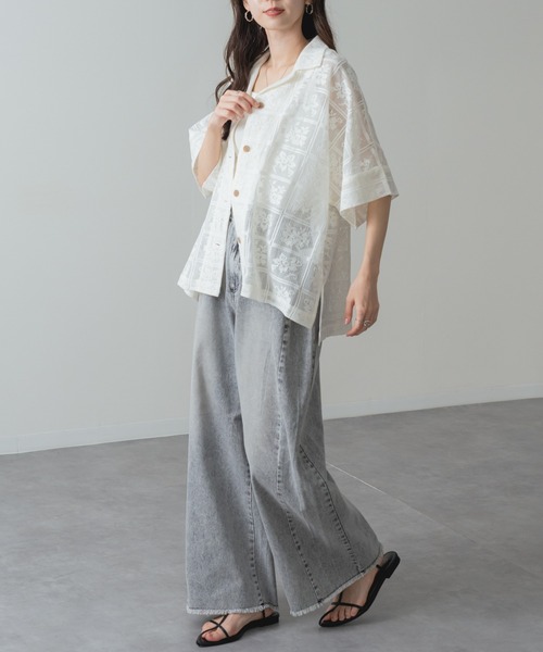 refinedworks(リファインドワークス)の「【refinedworks】旬の シアー 格子 レース 半袖 シャツ(シャツ/ブラウス・レディース・ブラック/アイボリー・FREE)」の17枚目の写真