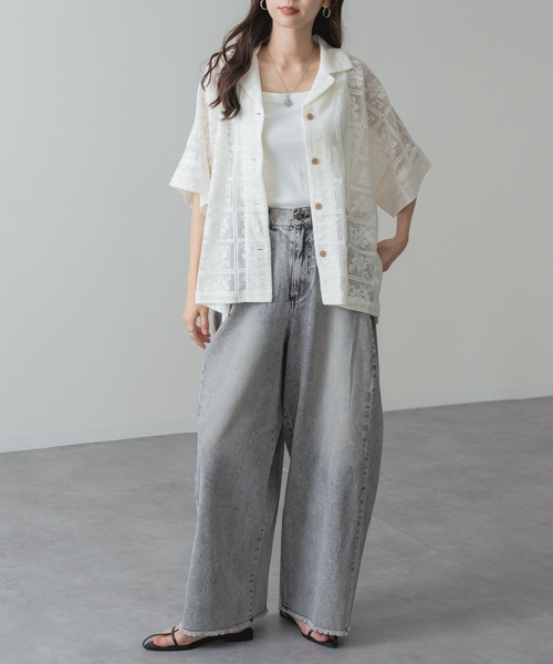 refinedworks(リファインドワークス)の「【refinedworks】旬の シアー 格子 レース 半袖 シャツ(シャツ/ブラウス・レディース・ブラック/アイボリー・FREE)」の18枚目の写真