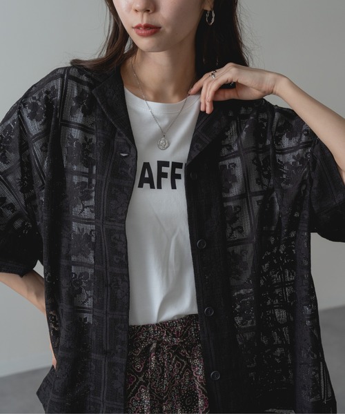 refinedworks(リファインドワークス)の「【refinedworks】旬の シアー 格子 レース 半袖 シャツ(シャツ/ブラウス・レディース・ブラック/アイボリー・FREE)」の9枚目の写真
