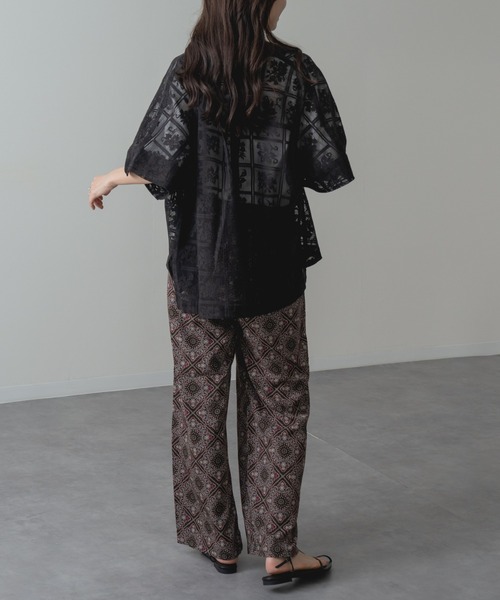 refinedworks(リファインドワークス)の「【refinedworks】旬の シアー 格子 レース 半袖 シャツ(シャツ/ブラウス・レディース・ブラック/アイボリー・FREE)」の22枚目の写真