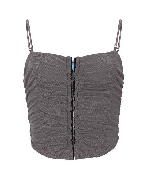PLEASENOFOLLOW(プリーズノーフォロー)の「Lilian Shirring Sleeveless Top (Mocha Grey)(Tシャツ/カットソー・レディース・その他・FREE)」の2枚目の写真