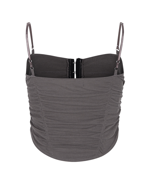 PLEASENOFOLLOW(プリーズノーフォロー)の「Lilian Shirring Sleeveless Top (Mocha Grey)(Tシャツ/カットソー・レディース・その他・FREE)」の3枚目の写真