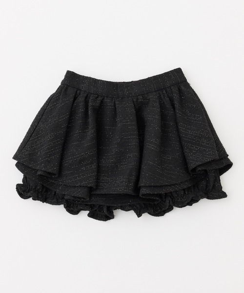 エイチナオト「FRILL」フレアミニスカート 黒 レース装飾 Premium order/セットアップ可能/ジャケット別売り】レイヤード風