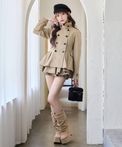 one after another NICE CLAUP(ワンアフターアナザーナイスクラップ)の「【Premium order/セットアップ可能/ジャケット別売り】レイヤード風フレアミニスカート(スカート・レディース・ブラック/ベージュ/オフホワイト/アイボリー/グレー系その他・SMALL/MEDIUM)」の13枚目の写真
