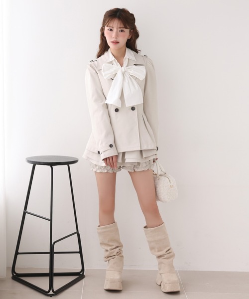 one after another NICE CLAUP(ワンアフターアナザーナイスクラップ)の「【Premium order/セットアップ可能/ジャケット別売り】レイヤード風フレアミニスカート(スカート・レディース・ブラック/ベージュ/オフホワイト/アイボリー/グレー系その他・SMALL/MEDIUM)」の17枚目の写真