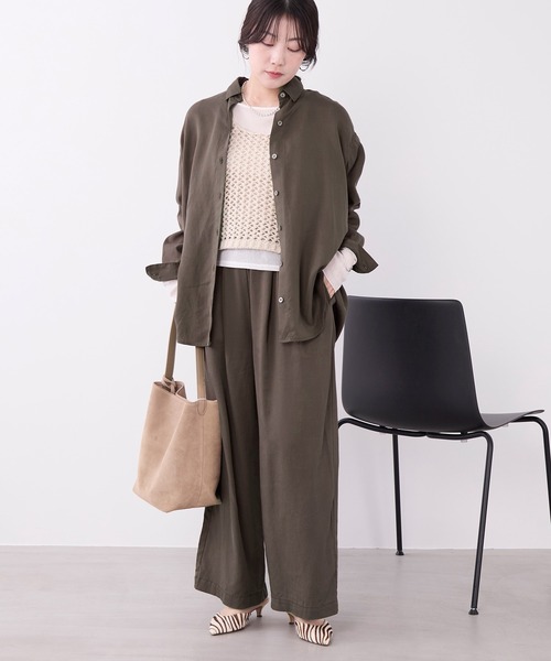 MICA&DEAL（マイカ＆ディール）の「フィブリル2WAYシャツ〈セットアップ対応〉（シャツ/ブラウス・レディース・ブラウン/チャコールグレー/ベージュ・FREE）」の13枚目の写真