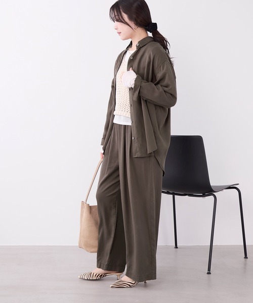 MICA&DEAL（マイカ＆ディール）の「フィブリル2WAYシャツ〈セットアップ対応〉（シャツ/ブラウス・レディース・ブラウン/チャコールグレー/ベージュ・FREE）」の15枚目の写真