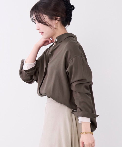 MICA&DEAL（マイカ＆ディール）の「フィブリル2WAYシャツ〈セットアップ対応〉（シャツ/ブラウス・レディース・ブラウン/チャコールグレー/ベージュ・FREE）」の18枚目の写真