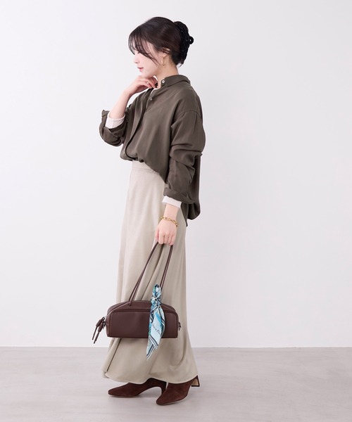 MICA&DEAL（マイカ＆ディール）の「フィブリル2WAYシャツ〈セットアップ対応〉（シャツ/ブラウス・レディース・ブラウン/チャコールグレー/ベージュ・FREE）」の21枚目の写真