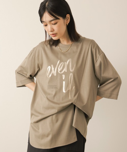 Bou Jeloud(ブージュルード)の「レーヨン天竺2WAYヘムデザインTee(Tシャツ/カットソー・レディース・グレイッシュベージュ/ブラック/オフホワイト・FREE)」の1枚目の写真