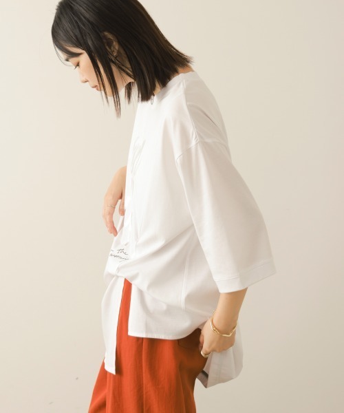 Bou Jeloud(ブージュルード)の「レーヨン天竺2WAYヘムデザインTee(Tシャツ/カットソー・レディース・グレイッシュベージュ/ブラック/オフホワイト・FREE)」の6枚目の写真
