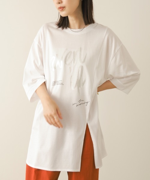 Bou Jeloud(ブージュルード)の「レーヨン天竺2WAYヘムデザインTee(Tシャツ/カットソー・レディース・グレイッシュベージュ/ブラック/オフホワイト・FREE)」の7枚目の写真