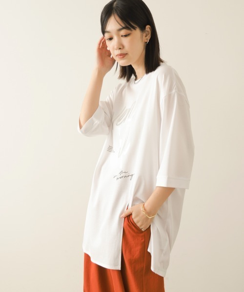 Bou Jeloud(ブージュルード)の「レーヨン天竺2WAYヘムデザインTee(Tシャツ/カットソー・レディース・グレイッシュベージュ/ブラック/オフホワイト・FREE)」の9枚目の写真
