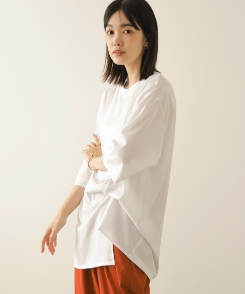 Bou Jeloud(ブージュルード)の「レーヨン天竺2WAYヘムデザインTee(Tシャツ/カットソー・レディース・グレイッシュベージュ/ブラック/オフホワイト・FREE)」の12枚目の写真