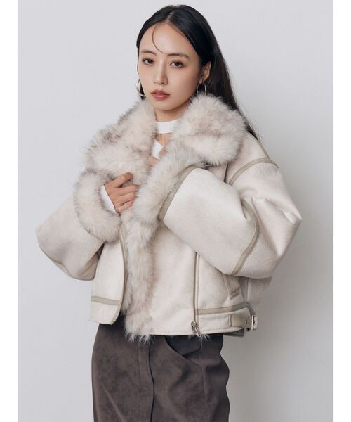 MURUA(ムルーア)の「リバーシブルショートフェイクムートンブルゾン 冬服(ムートンコート・レディース・ネイビー/ブラウン/その他1/ブラック/アイボリー・FREE)」の13枚目の写真
