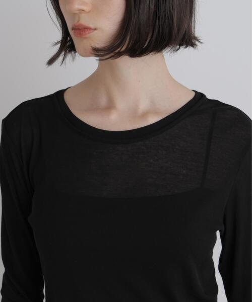 LE PHIL(ルフィル)の「◆クルーネックジャージー(Tシャツ/カットソー・レディース・ブラック/ブラック系その他/グレー・F)」の5枚目の写真