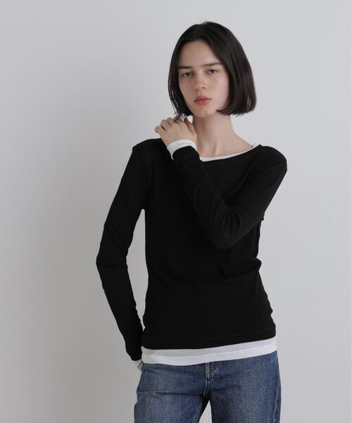 LE PHIL(ルフィル)の「◆クルーネックジャージー(Tシャツ/カットソー・レディース・ブラック/ブラック系その他/グレー・F)」の9枚目の写真