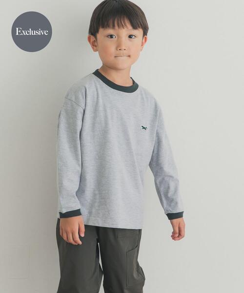 TOWNCRAFT(タウンクラフト)の「『別注』PENNEYS×DOORS THE FOX 配色ロングスリーブTシャツ(KIDS)(Tシャツ/カットソー・キッズ・ブラウン系その他/グレー系その他・105/120/135)」の1枚目の写真