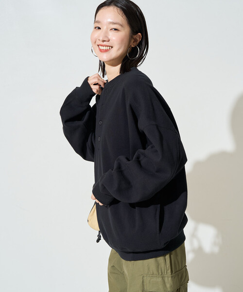 FREAK'S STORE(フリークスストア)の「限定展開 ヘビーウェイト ヘンリーネック スウェット(スウェット・レディース・ピンク/グレー/ライトグレー/ネイビー/ブラック/グリーン/ブラウン/ナチュラル・フリ-)」の21枚目の写真