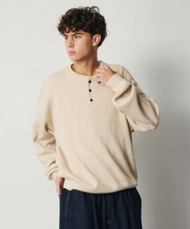 限定展開 リラックスフィット 片畦リンキング ヘンリーネック ニット