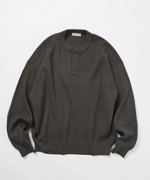 限定展開 リラックスフィット 片畦リンキング ヘンリーネック ニット