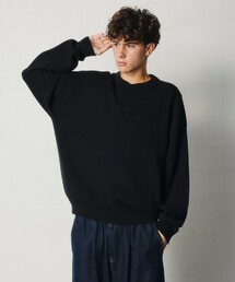 限定展開 リラックスフィット 片畦リンキング ヘンリーネック ニット