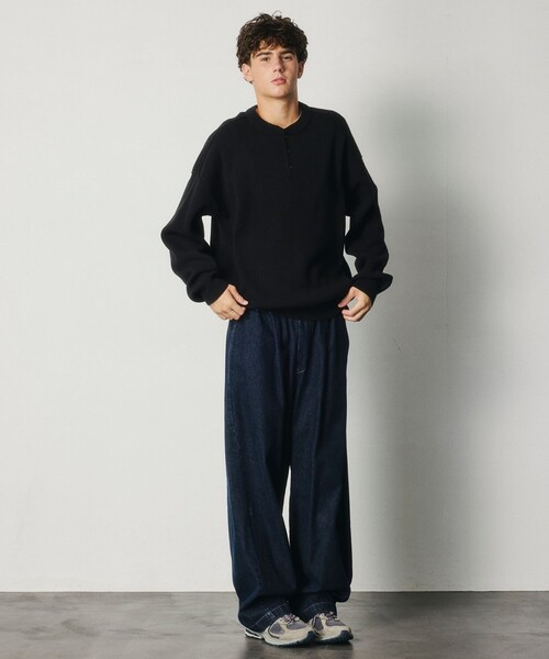 FREAK'S STORE（フリークスストア）の「限定展開 リラックスフィット 片畦リンキング ヘンリーネック ニット（ニット/セーター・メンズ・ブラック/グリーン/ナチュラル/ブラウン/チャコールグレー・MEDIUM/LARGE）」の22枚目の写真