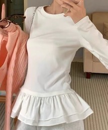 フリルヘム ドッキングロングスリーブトップス