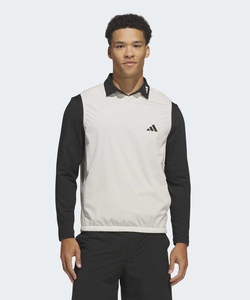 adidas(アディダス)の「ウーブンVネックベスト【adidas Golf/アディダスゴルフ】(ベスト・メンズ・ホワイト・LARGE/XX-LARGE/SMALL/X-LARGE/MEDIUM)」の1枚目の写真