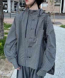 NEIR（ネア）の「【NEIR/ネア】フード付きチェックシャツ/ダブルボタンシャツパーカー（シャツ/ブラウス）」