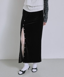 EN NEUME（エンノイム）の「Velour Snap-Detail I-Line Skirt / ベロアスナップボタンIラインスカート（スカート）」
