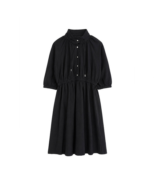 VASCARA(バスカラ)の「High-neck Shirring A-line Flare Long Dress (2colors)(ワンピース・レディース・ブラック/ベージュ・FREE)」の1枚目の写真
