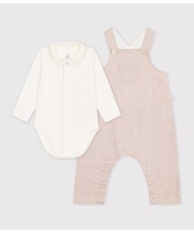 PETIT BATEAU | サロペット&衿つきボディセット(ロンパース)