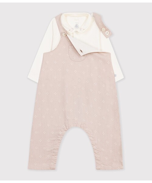 PETIT BATEAU（プチバトー）の「サロペット&衿つきボディセット（ロンパース・キッズ・その他1・6MONTH/18MONTH/12MONTH）」の2枚目の写真