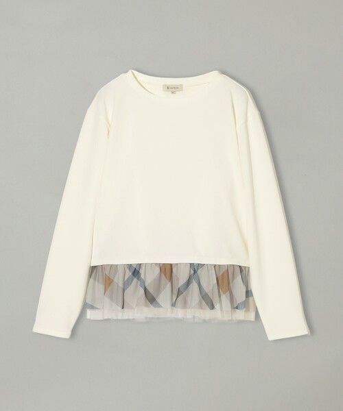 CB CRESTBRIDGE(シービークレストブリッジ)の「シアーレイヤーペプラムプルオーバー(Tシャツ/カットソー・レディース・ダークネイビー/ホワイト系その他・M)」の6枚目の写真