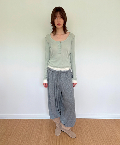 DIAGONAL(ダイアゴナル)の「レイヤードヘンリーネックTシャツ(ミント)(Tシャツ/カットソー・レディース・その他・FREE)」の4枚目の写真