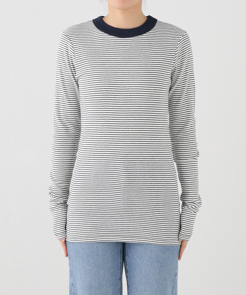 OUTDOOR PRODUCTS（アウトドアプロダクツ）の「miller prib L/S tee（Tシャツ/カットソー・レディース・キャメル/ネイビー/チャコールグレー/ブラウン・FREE）」の3枚目の写真
